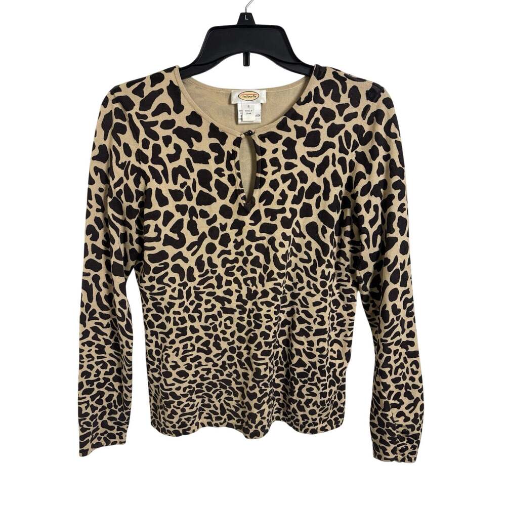 Vtg 90’s Talbots Silk Blend Leopard Print Top Animal Print Mob Wife Small Office